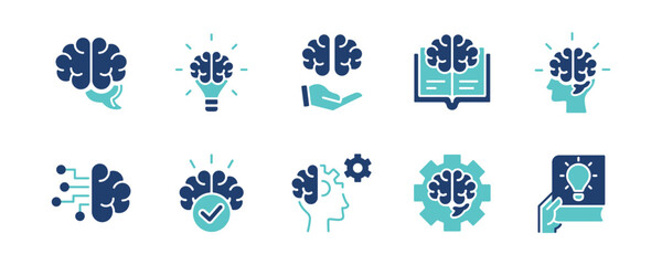 collection of brain icon set brainstorm mind thinking intelligence cognition vector business education genius creative idea symbol illustration