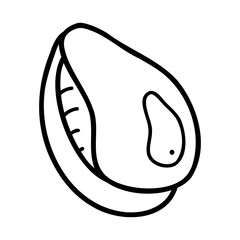 Doodle one seashell in white and black. Clip art for your projects.