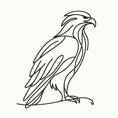 Fototapeta premium Sitting eagle in a minimalist line art design, AI Generation