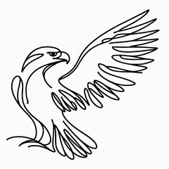 Obraz premium Eagle with spread wings in a single-line drawing style, AI Generation