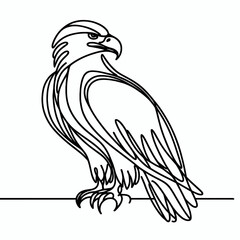 Obraz premium Full silhouette of an eagle in elegant line art, AI Generation