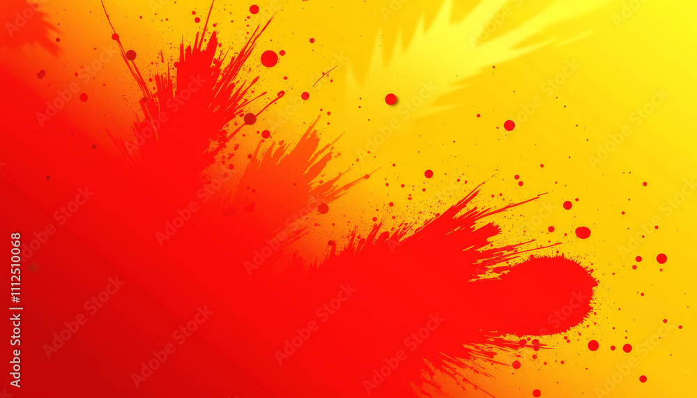 Poster vibrant abstract background featuring explosive red and yellow splashes creating an energetic atmosp