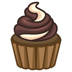 Delicious chocolate cupcake on white background