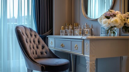 Exquisite Dressing Table in a Luxurious Bedroom