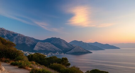 Obraz premium Serene Coastal Sunset Landscape