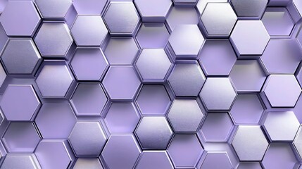 Fototapeta premium 3D helix hexagon pattern with shades of lavender and silver, creating a luxurious wallpaper with a soft reflective finish, adding depth and movement