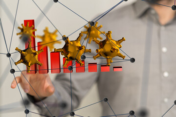 virus Connecting lines and dots.Big data visualization