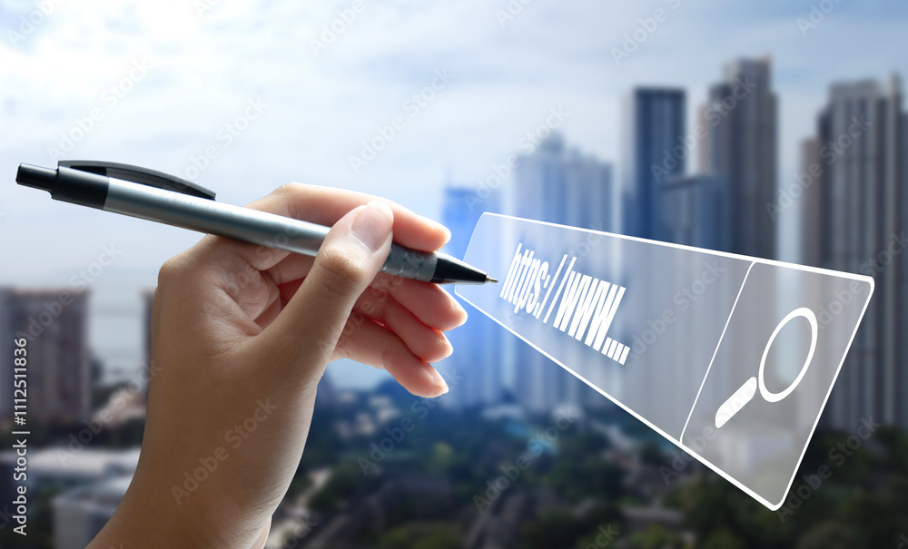 Wall mural the concept of registering and setting up a website domain