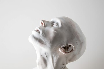 A white sculpture of a woman with her eyes closed, perfect for abstract or modern art concepts