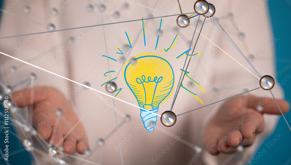 Poster neural network 3d illustration. big data and cybersecurity