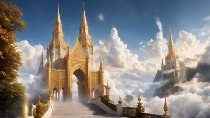 Obraz premium golden city of paradise created using AI Generative Technology