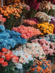 Fototapeta premium Many different colored flowers on display in a store