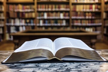 Fototapeta premium A book lying on a wooden table, great for education or office scenes