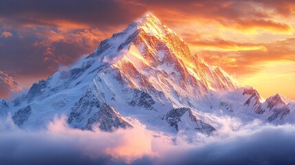 Triumph of Reaching Everest's Summit at Dawn