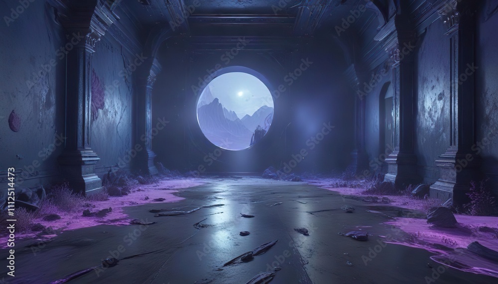 Poster a mysterious and mystical blue-purple colored environment without any visible objects or figures , f
