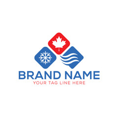 Hvac icon logo template snowflakes and background Canadian air conditioner logo