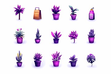 Vibrant Purple Plant Illustrations for Creative Design Projects