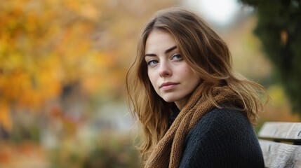 Autumnal Beauty: A Woman in a Park