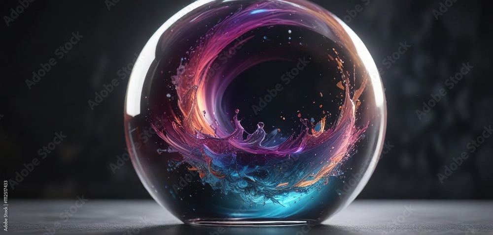 Poster a shimmering crystal ball contains a swirling vortex of colors that seem to shift and change as one 