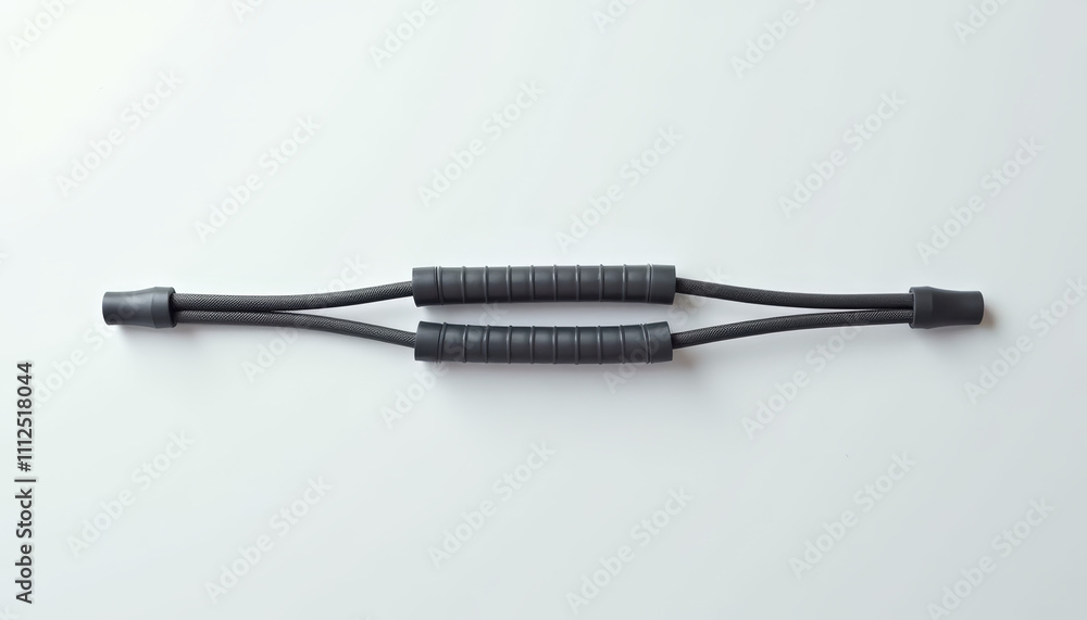 Poster black bungee cord with grips on light background showcasing ergonomic design and practicality