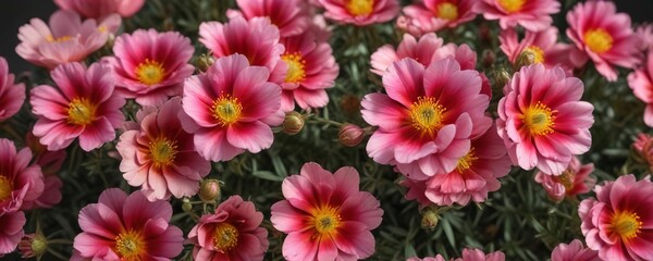 Fototapeta premium Colorful blossoms of Portulaca grandiflora with delicate overlapping petals and intricate details , intricate, overlap, detail