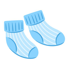 Illustration of baby socks. New born baby boy Happy Birthday object.