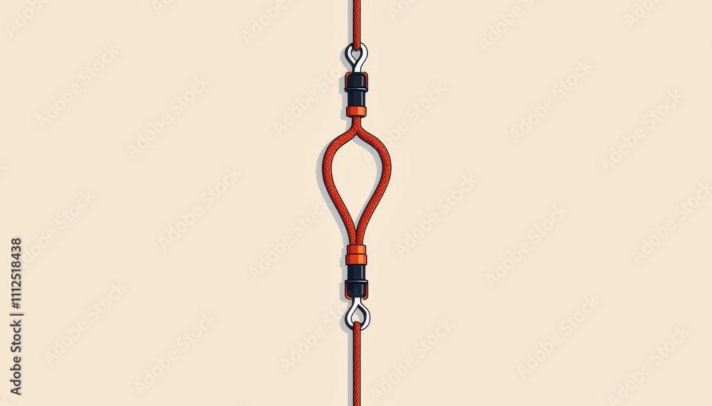 Poster bungee cord design isolated on light background with copy space for creative ideas
