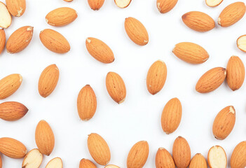 almonds isolated on white