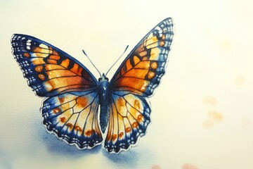 Fototapeta premium A butterfly sits peacefully on a white surface