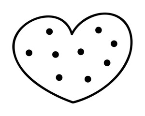 A simple heart with circles inside. Clip art hand draw illustration.