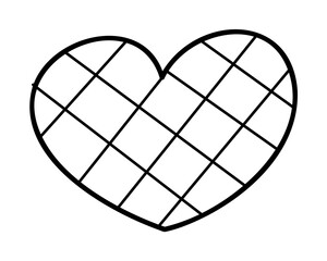 A simple checkered heart. Clip art hand draw illustration.