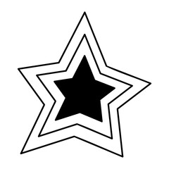 Triple five-pointed star. Clip art doodle illustration.