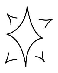 Four-pointed star with checkmarks. Clip art doodle illustration.