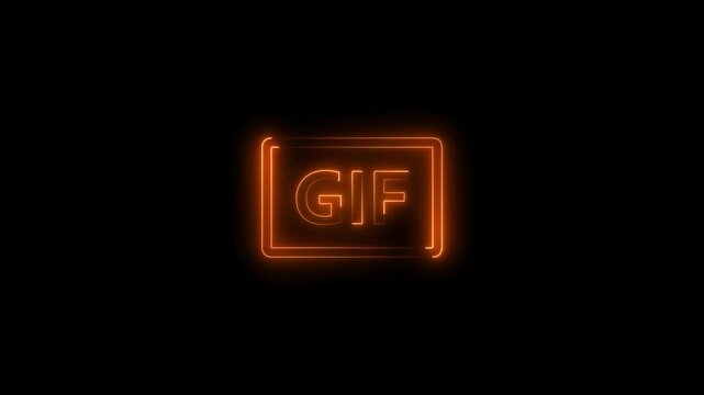 Glowing GIF Icon - Neon Effect Digital Design.GIF sticker logo icon animation, gif circle, gif icon,
