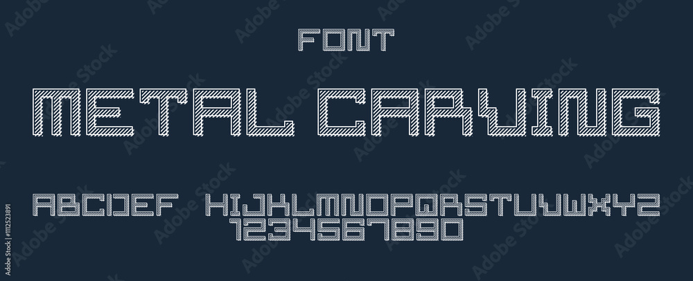 Poster minimal geometric cyberpunk font, vector typeface in geometry minimalist square style, future techno