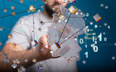 Germany map with national flag.