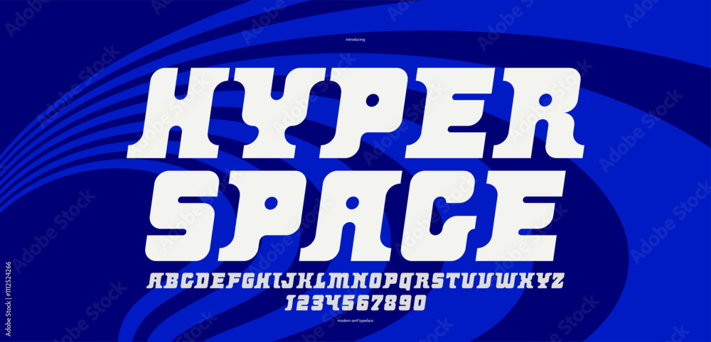 Poster modern minimal tech font for logos and posters, vector alphabet letters and numbers typography in fu