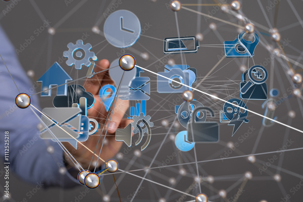 Poster conference digital network and data concept 3d