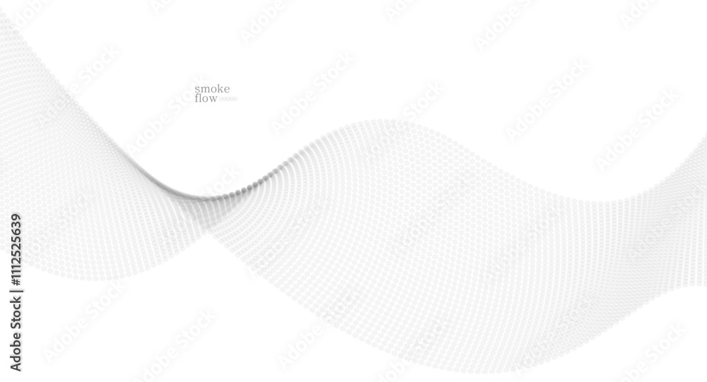 Poster vector abstract background with wave of flowing particles, smoke flowing light grey design, smooth a