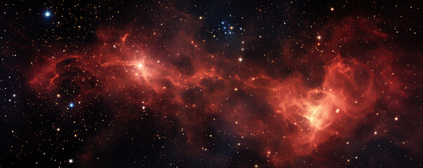 Naklejka premium Vibrant cosmic nebula lighting up the universe with swirling colors and distant stars