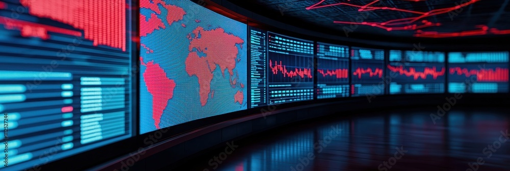 Aufkleber a modern digital display with vibrant blue and red graphics showcases data trends and analytics in a