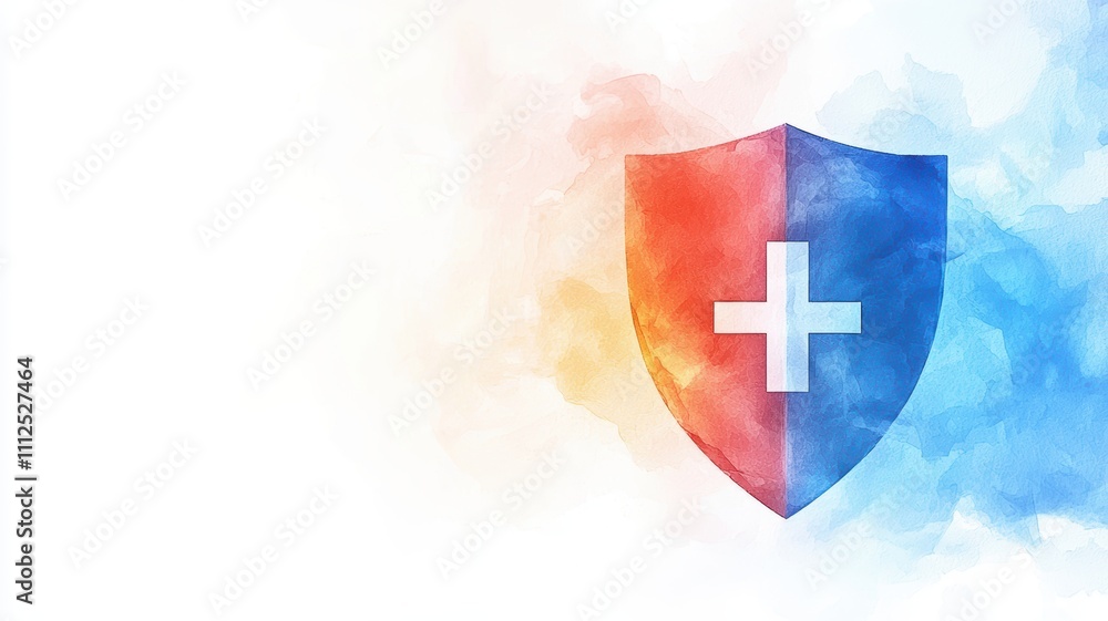 Poster abstract shield icon representing firewall protection for data flow in network environments