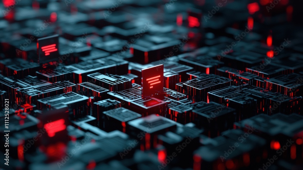 Poster digital cyber defense matrix with firewall and threat visualization technology insights