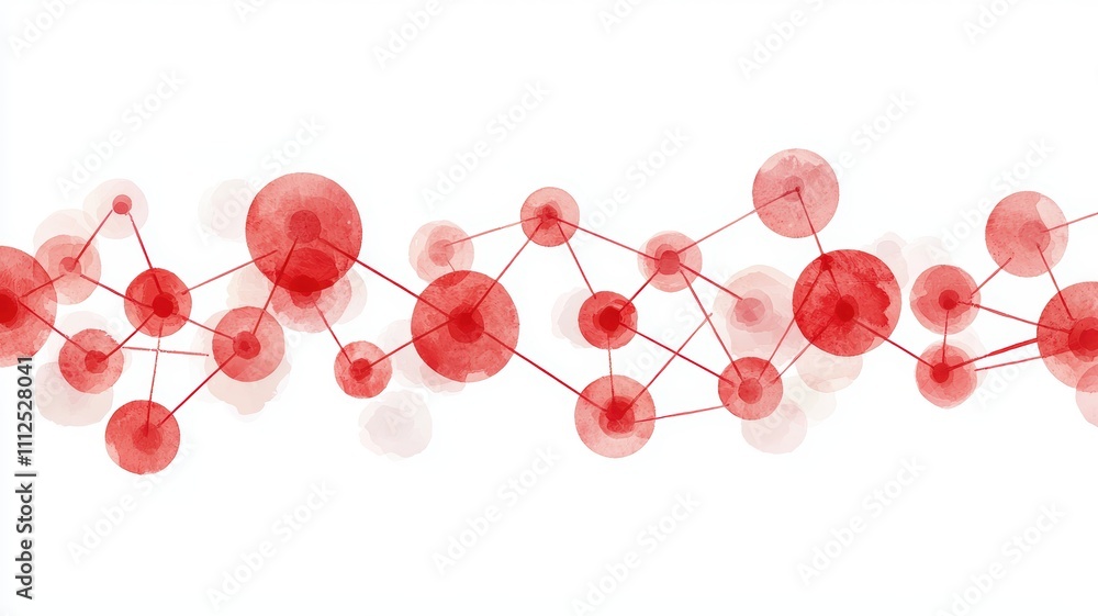 Poster data flow visualization with red breach points illustrating network connections and relationships