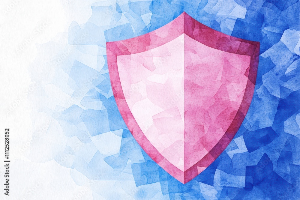 Poster shield symbol with digital mesh background representing cybersecurity and privacy protection concept