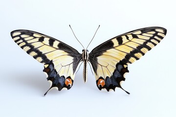A single butterfly perched on a white background, ready for capture