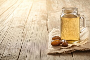 Rustic Honey Jar with Golden Berries in Warm Natural Light