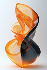 Abstract glowing sculpture with dynamic black and orange design