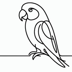 Minimalistic Line Art of Parrot on Branch, AI Generation