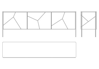 Hand drawn silhouette of mid century dresser. Modern furniture outline drawing. Line art cupboard for trendy interior design. Sketch commode on legs. Vector illustration
